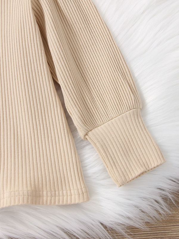 Toddler Girls Turtleneck Lantern Sleeve Sweatshirt & Plaid Print Buckle Skirt SHE