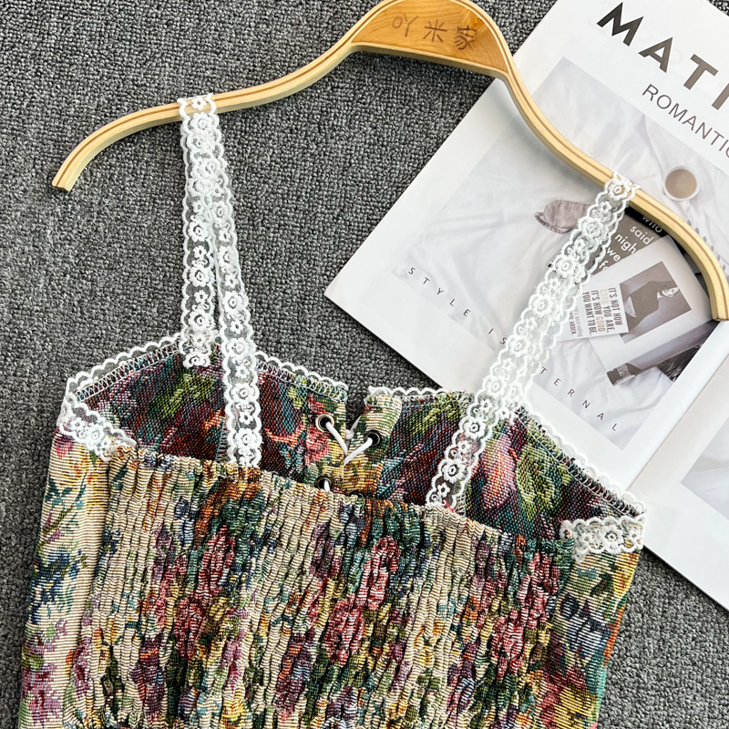 Vintage Corset Crop Top Women Bustier Sexy Floral Tank Flower Camisole Tanks 220316