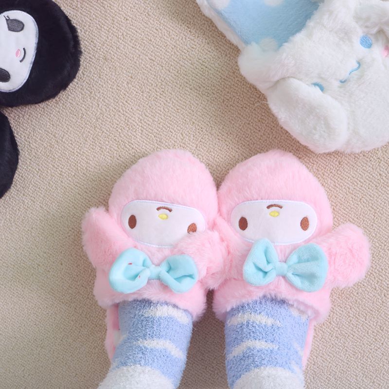 japanese anime slipper cartoon warm plush home shoes kuromied flat nonslip indoor slippers gifts for girl autumn spring pink