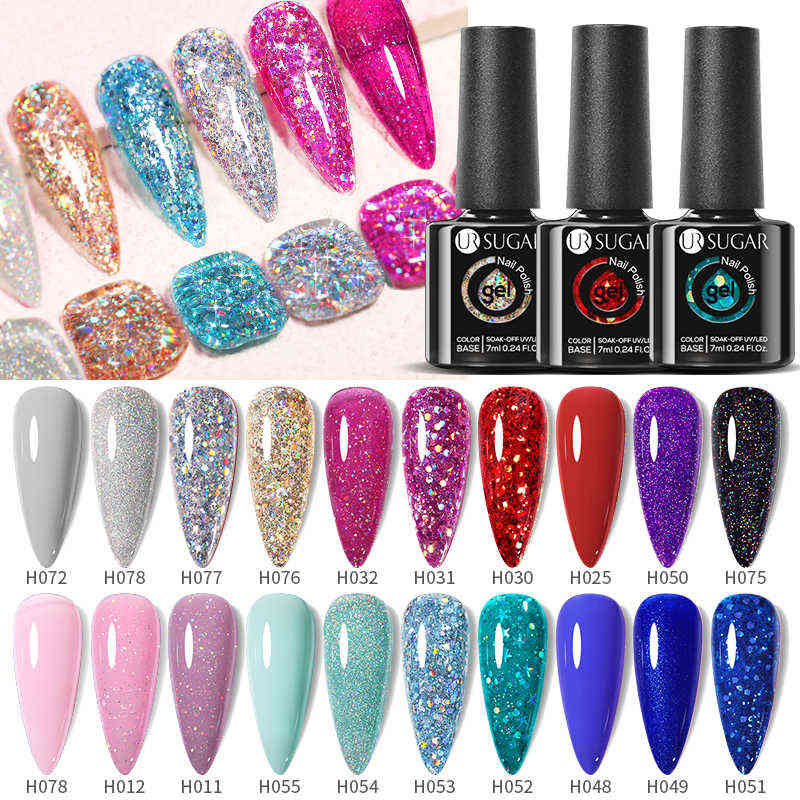 NXY Nail Gel 10pcs Glass Bottle Glitter Sequin Polish Set Kits Semi Permanent Soak Off Uv Led Varnish All for Manicure 0328