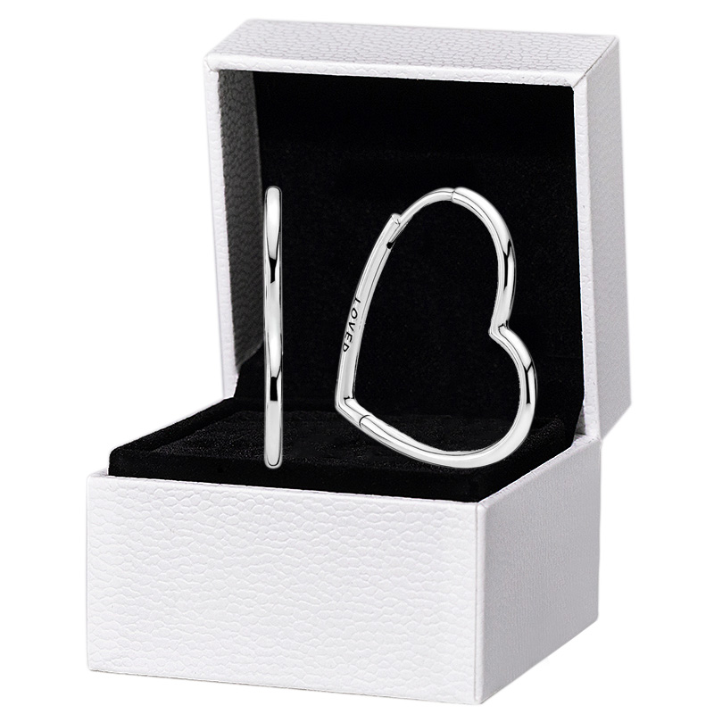 Heart Hoop Earrings Authentic 925 Sterling Silver designer Earrings Women Wedding Party Jewelry Big Circle earrings with Luxurious Retail Box Set