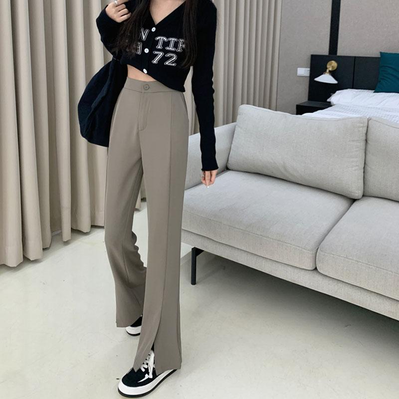 Women' Pants & Capris The Korean Version Of High-waisted Thin Split Suit Straight Loose Wide-leg Trousers Black
Women' Pants & Capris The Korean Version Of High-waisted Thin Split Suit Straight Loose Wide-leg Trousers Black