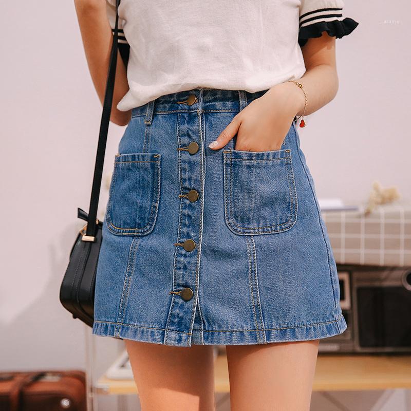 Skirts Women 2022 Summer Arrivals Single Button Pockets Blue Jean Skirt Style Saia Jeans Denim High Waist A-line Mini
Skirts Women 2022 Summer Arrivals Single Button Pockets Blue Jean Skirt Style Saia Jeans Denim High Waist A-line Mini