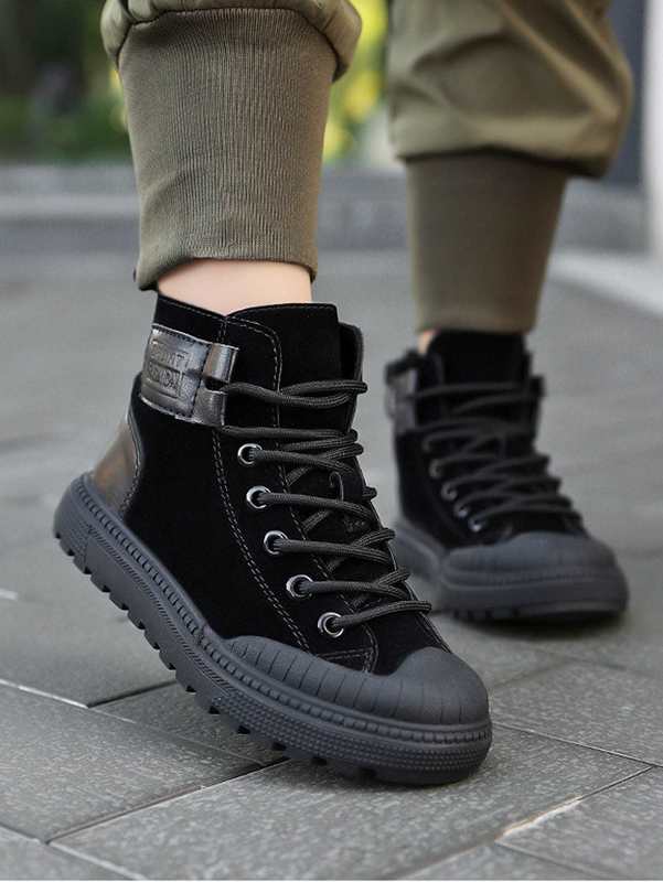 Boys Lace-up Front High Top Skate Shoes SHE