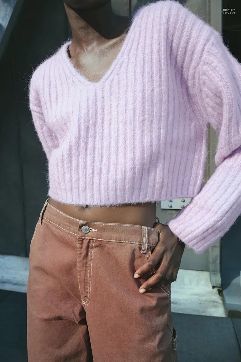 Women' Sweaters Autumn And Winter Short Sweater V-neck Thick Knit Pullover Long-sleeved Warm Korean Fashion Casual Wear Jemi22, Lavender v-neck thre
Women' Sweaters Autumn And Winter Short Sweater V-neck Thick Knit Pullover Long-sleeved Warm Korean Fashion Casual Wear Jemi22, Lavender v-neck thre