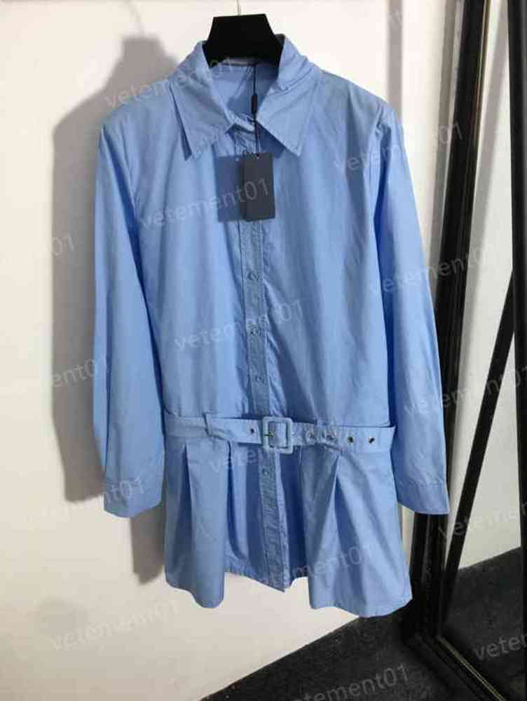 Designer Womens Dresses Blue Pleated Hem Tie Waist Cotton Long Sleeve Shirt Dress Luxury Casual Dresses For Women Clothing 0912
Designer Womens Dresses Blue Pleated Hem Tie Waist Cotton Long Sleeve Shirt Dress Luxury Casual Dresses For Women Clothing 0912