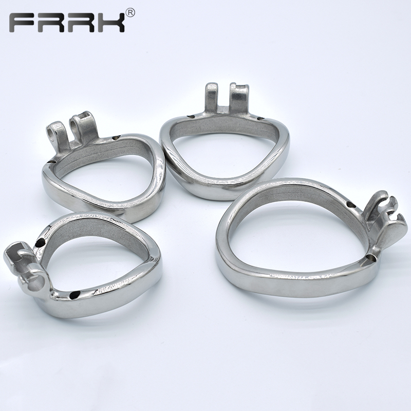 FRRK Base Cock Ring for Built-in Metal Chastity Cage Stainless Steel Penis Lock 40mm 45mm 50mm 55mm BDSM Sex Toys 220504