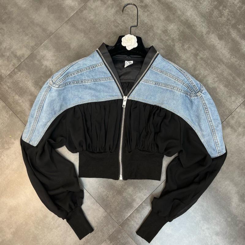 Women' Jackets 2022 Summer Arrivals Long Sleeve Stand Collar Mesh Denim Patchwork Slim Short Sunscreen Jacket Women Coat GF548Women, Black
Women' Jackets 2022 Summer Arrivals Long Sleeve Stand Collar Mesh Denim Patchwork Slim Short Sunscreen Jacket Women Coat GF548Women, Black