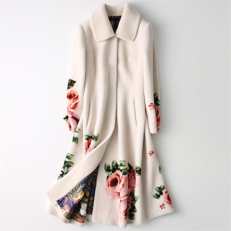 Women's Wool Blends Women 100% Cashmere Coat Elegant Flower Print Furry Coat Fashion Winter Warm Long Coat With Pocket Casaco Feminino 220826, Beige
Women's Wool Blends Women 100% Cashmere Coat Elegant Flower Print Furry Coat Fashion Winter Warm Long Coat With Pocket Casaco Feminino 220826, Beige