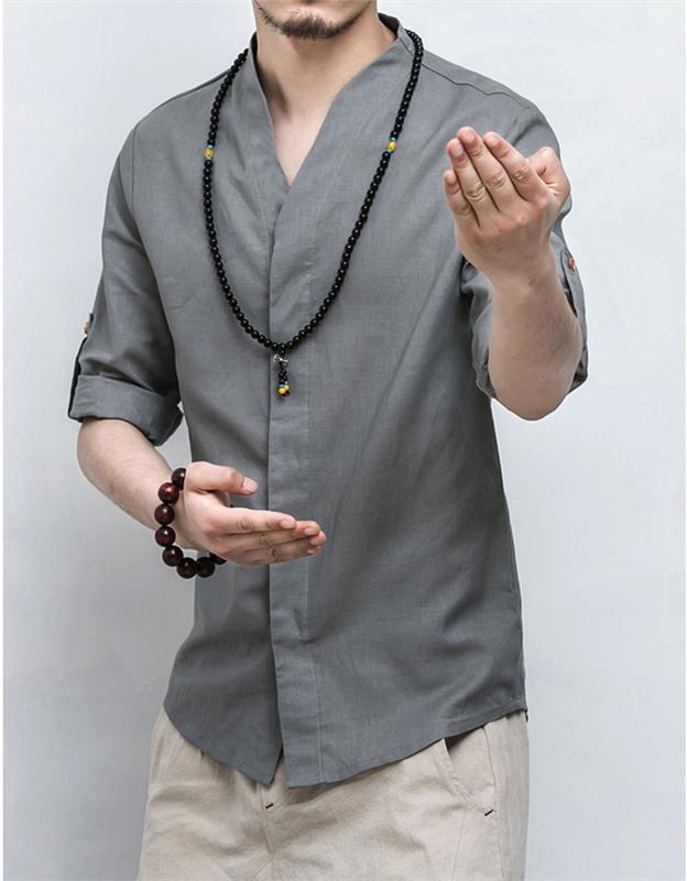 Men's T-Shirts Mens Cotton Linen Shirt Men Three Quarter Sleeve Solid Chinese Clothes Male V-neck Big Size 2022, Beige
Men's T-Shirts Mens Cotton Linen Shirt Men Three Quarter Sleeve Solid Chinese Clothes Male V-neck Big Size 2022, Beige