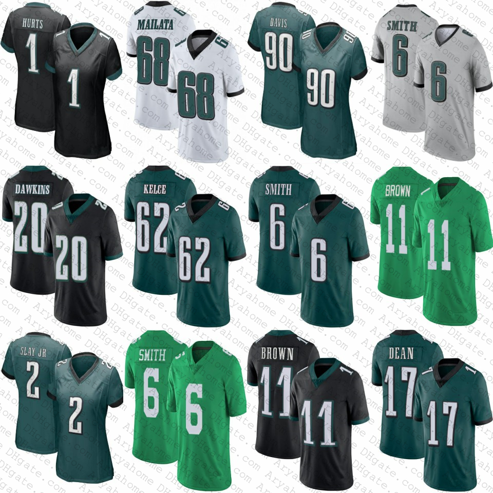 7 Michael Vick 11 AJ Brown 90 Davis DeVonta Smith Custom Football Eagles Jerseys Jalen Hurts Brian Dawkins Darius Slay JR Miles Sanders Jason Kelce Nakobe Dean Mailata