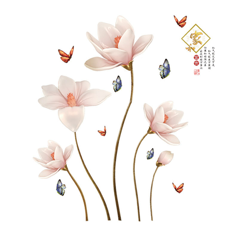 Large Vinyl Lotus wall stickers Flowers Home Decor 3D Wall Sticker Living Room Decoration 3d Wallpaper Flower WallMurals
