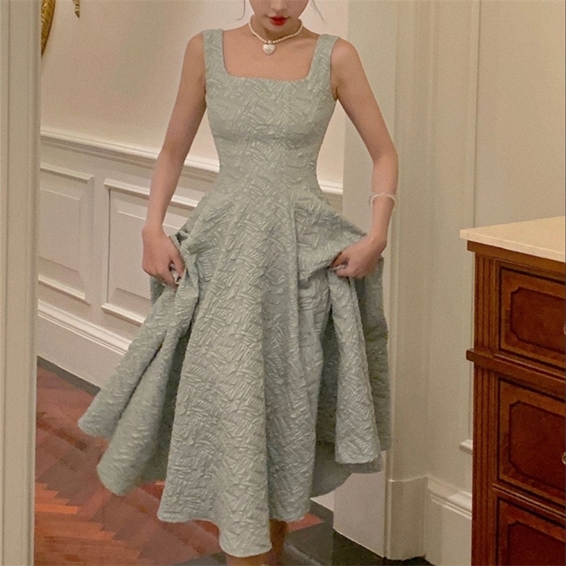 Summer Women Vintage Elegant Party Sleeveless Midi Dress Lady Evening A Line Fashion Prom Female Clothing Vestido 220613