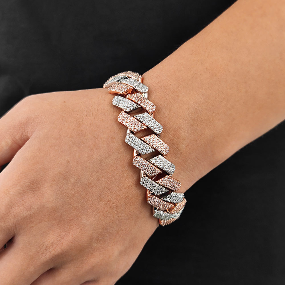 Width 20mm Bling Chains Double Gold Colors Bling moissanite Stone Miami Cuban Chain Necklace Bracelet Jewelry for Men Punk Jewelry Heavy Chains