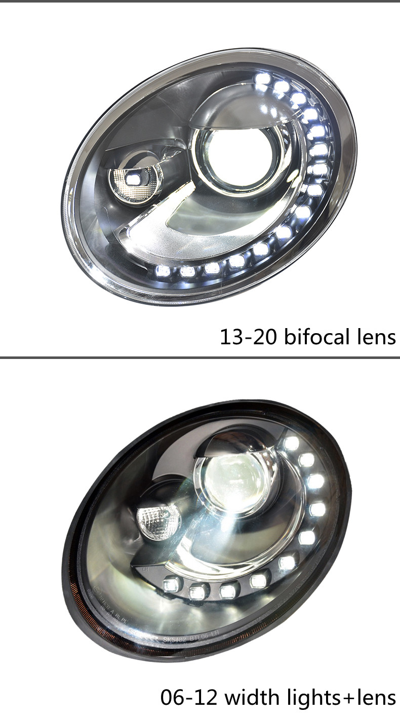 2pcs demon eye headlights assembly For VW Beetle LED Headlight 20 13-20 21 bifocal Xenon lens DRL turn signal light