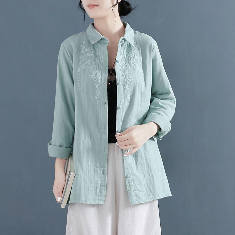 Women's Blouses & Shirts Cotton Linen Women Solid Color Embroidery Long-sleeve Loose Casual Spring Autumn Female Tops
Women's Blouses & Shirts Cotton Linen Women Solid Color Embroidery Long-sleeve Loose Casual Spring Autumn Female Tops