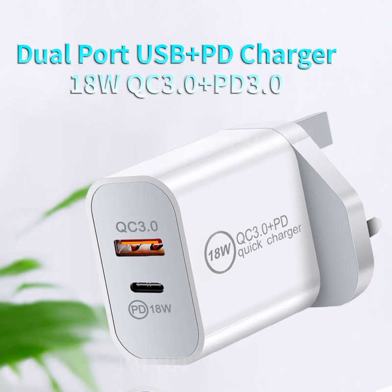 18W Fast USB Charger Quick Charge Type C PD Fast Charging For iPhone EU US Plug USB Charger With QC 40 30 Phone Charger with box94