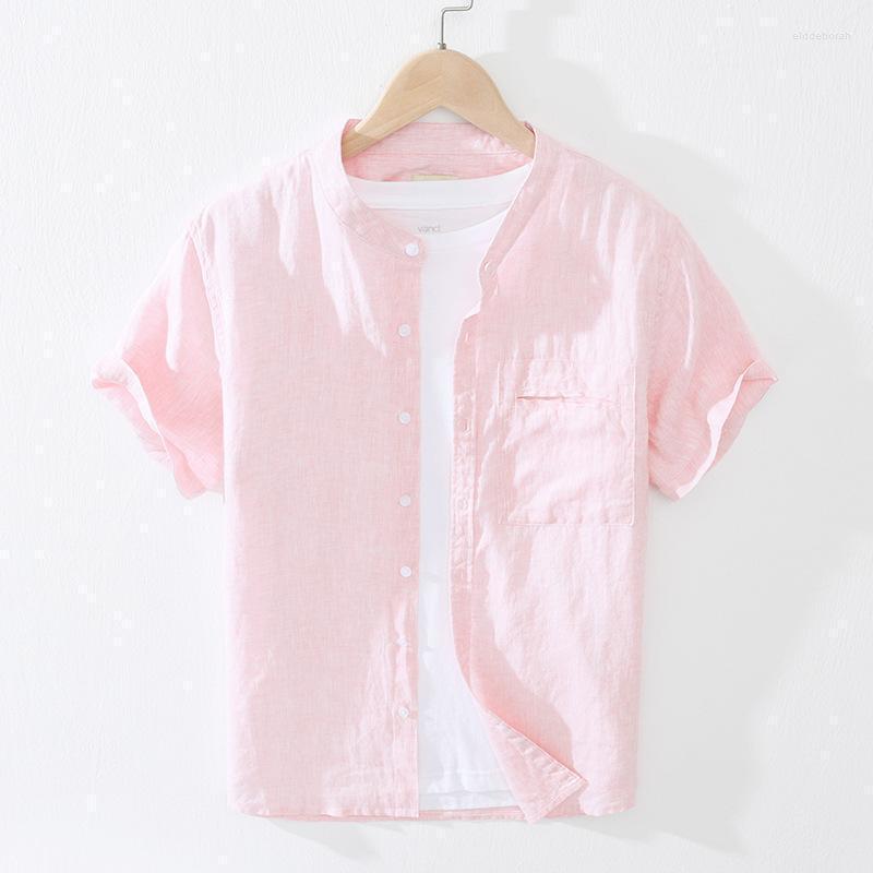 Men's Casual Shirts Men's Yarn-Dyed Fresh Linen Short-Sleeved Shirt Youth Stand Collar Cotton And ShirtMen's Eldd22, Pink
Men's Casual Shirts Men's Yarn-Dyed Fresh Linen Short-Sleeved Shirt Youth Stand Collar Cotton And ShirtMen's Eldd22, Pink