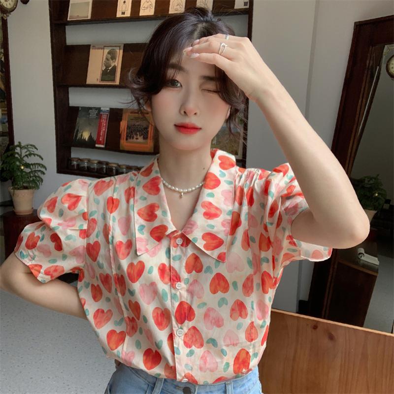 Women's Blouses & Shirts GIRLS Women Retro Short Sleeved Love Printed Shirt 2022 Summer Turn Down Collar Puff Sleeve Loose Chic Top Female B, Photo color
Women's Blouses & Shirts GIRLS Women Retro Short Sleeved Love Printed Shirt 2022 Summer Turn Down Collar Puff Sleeve Loose Chic Top Female B, Photo color