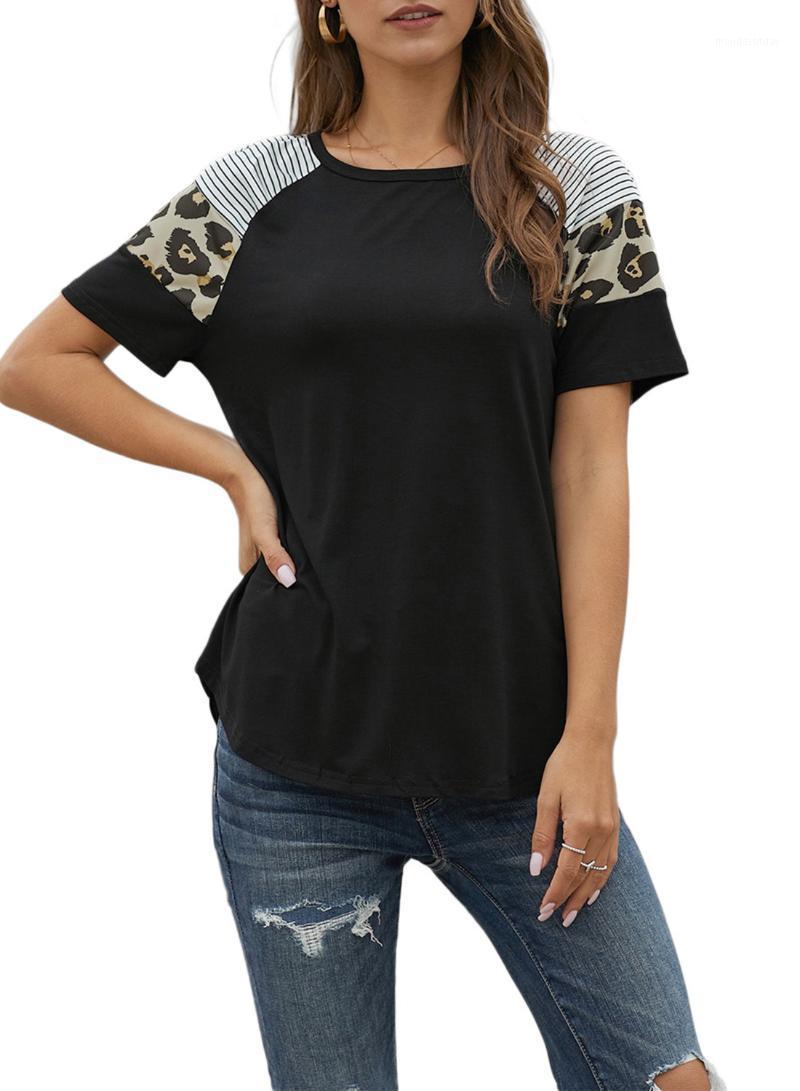 Women' T-Shirt 2022 Causal Women Leopard Patchwork Short Sleeve Round Collar Shirt Summer Loose Casual T -shirt For Daily Life, Black
Women' T-Shirt 2022 Causal Women Leopard Patchwork Short Sleeve Round Collar Shirt Summer Loose Casual T -shirt For Daily Life, Black