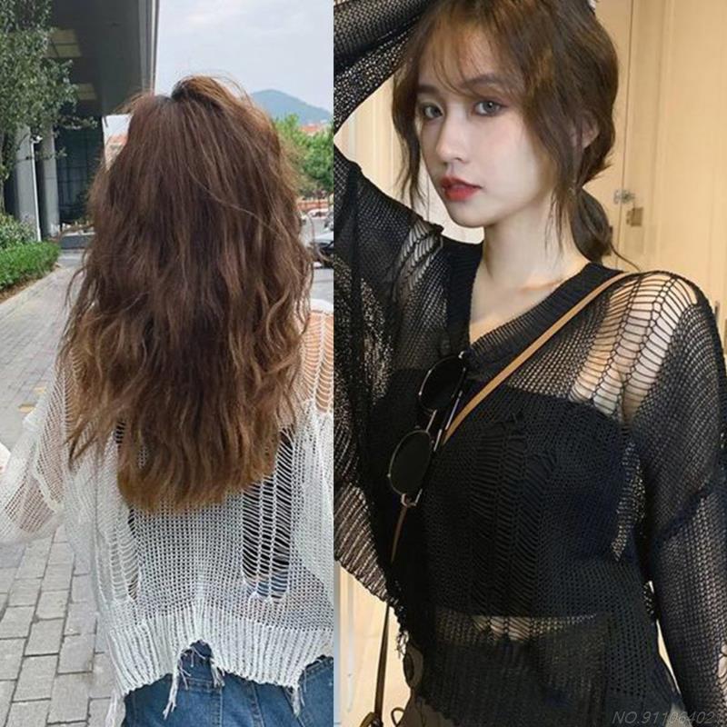 Women' Sweaters Women Gothic Punk Hollow Out Hole T-Shirt Harajuku Ripped Frayed Trim Long Sleeve Crop Top Loose Broken Knit Sweater Dropsh, White
Women' Sweaters Women Gothic Punk Hollow Out Hole T-Shirt Harajuku Ripped Frayed Trim Long Sleeve Crop Top Loose Broken Knit Sweater Dropsh, White