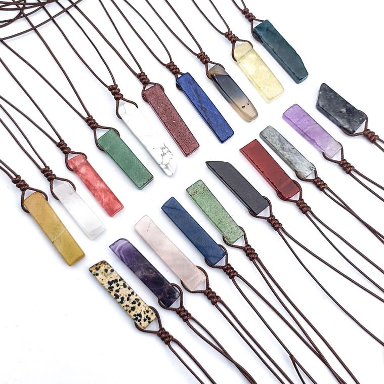 Lots Healing Natural Stone Pendant Raw Mineral Irregular Rectangle Quartz Pendulum Amazonite Tiger Eye Lapsi Pink Crystal Necklaces
Lots Healing Natural Stone Pendant Raw Mineral Irregular Rectangle Quartz Pendulum Amazonite Tiger Eye Lapsi Pink Crystal Necklaces