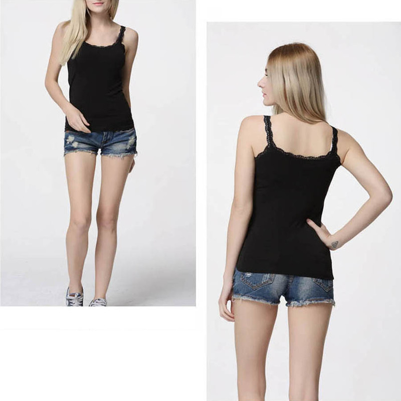 Tank Tops Women Sexy Lace Soft Cotton Solid Sleeveless Vest Camisole Slim Top Cropped Charming Ladies Girls 220325