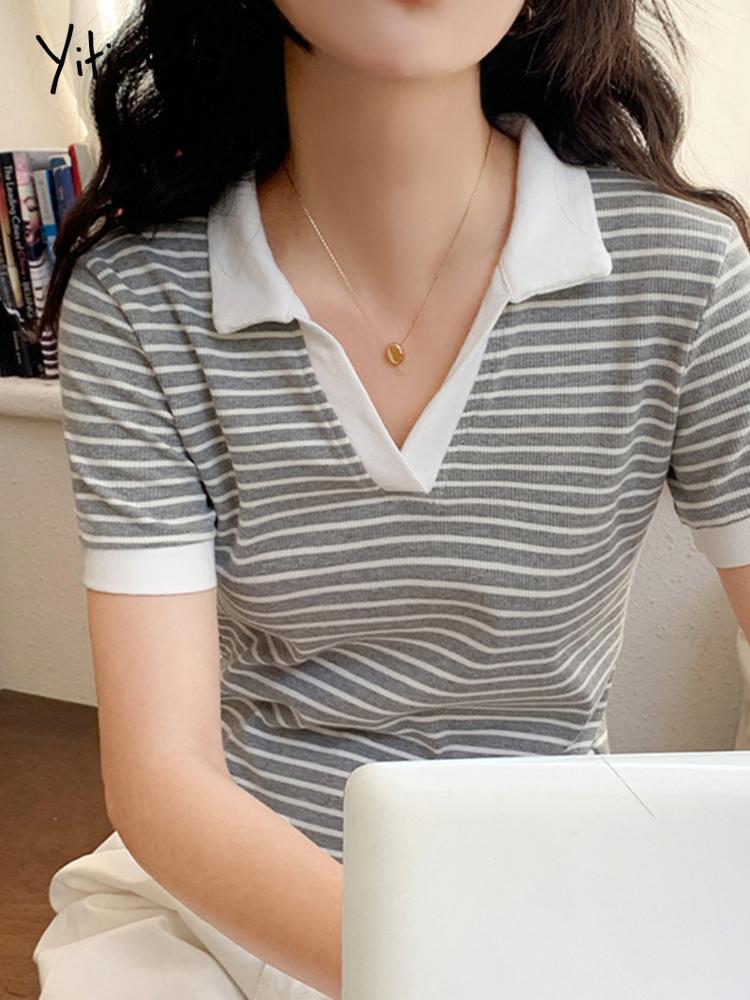 Women' T-Shirt Yitimoky Striped Woman Tshirts Y2k 2022 Summer Office Casual Harajuku Clothing Turn-down Collar Graphic T Shirts Ladies TopW, Black
Women' T-Shirt Yitimoky Striped Woman Tshirts Y2k 2022 Summer Office Casual Harajuku Clothing Turn-down Collar Graphic T Shirts Ladies TopW, Black