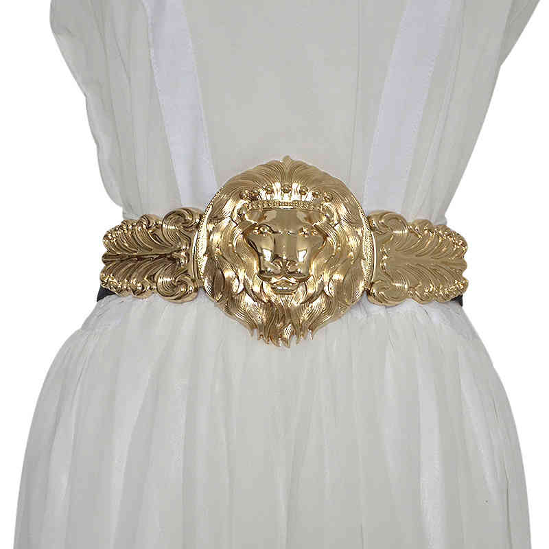 Golden Belts Lion Head Women Girdle Metal Round Buckle Elastic Exaggeration Belt for Women's Black Waistband Gold Waist Seal SP56
Golden Belts Lion Head Women Girdle Metal Round Buckle Elastic Exaggeration Belt for Women's Black Waistband Gold Waist Seal SP56
