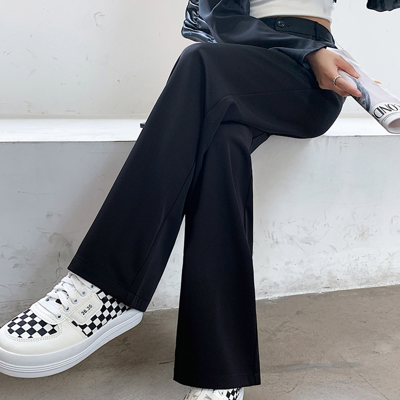 High Waist Drooping Suit Pants for Women Cool Boyfriend Autumn Casual Fashion Straight Wide Leg Trousers 16344 220325