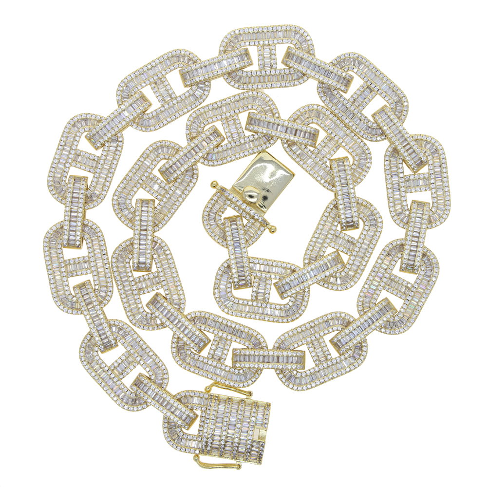 New Hip Hop Men Boy Necklace Jewelry Full 5A Cubic Zirconia Iced Out ice Rectangle k Chain Necklaces 16 18 20