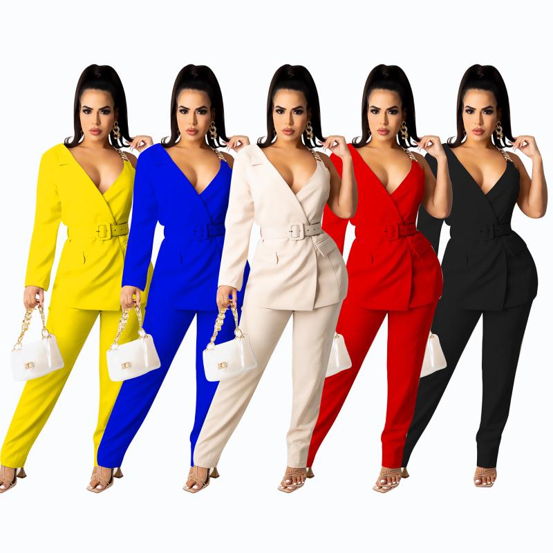 Women' Two Piece Pants Women' Casual Suit Unilateral Sleeves Belt Straight Leg Trousers Set FormalWomen, Black
Women' Two Piece Pants Women' Casual Suit Unilateral Sleeves Belt Straight Leg Trousers Set FormalWomen, Black