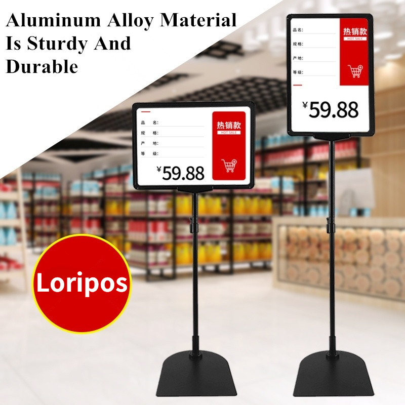 A4 Height Adjustable Aluminum Poster Sign Holder Advertising Display Stand Signage Mall Shopping Guide Billboard Poster Frame