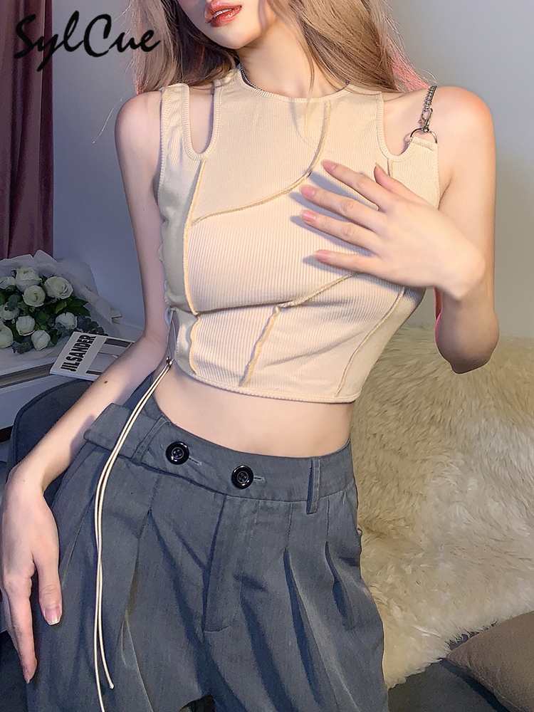 Sylcue Topline Solid Color Simple Versatile Classic Basic Slim Fit Elastic Comfortable Women' Short Sleeveless Top Vest, Beige 
Sylcue Topline Solid Color Simple Versatile Classic Basic Slim Fit Elastic Comfortable Women' Short Sleeveless Top Vest, Beige