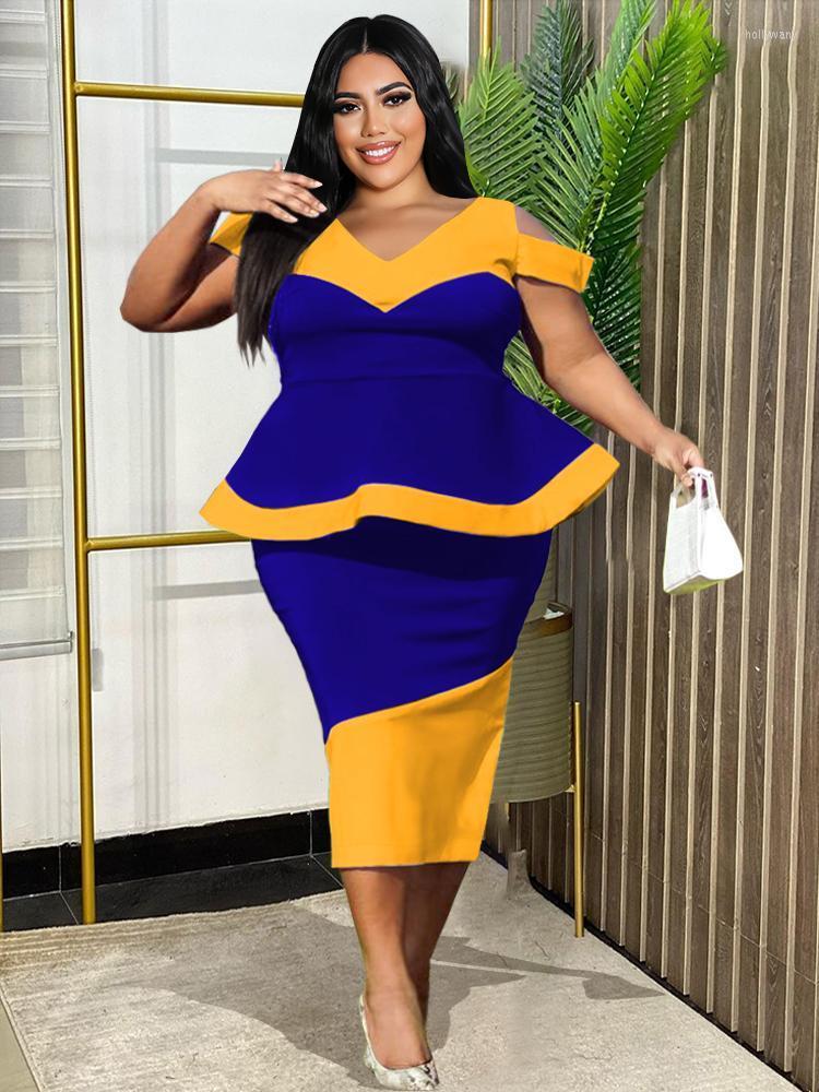 Plus Size Dresses 4XL Women V Neck Blue Yellow Color Block High Waist Peplum Package Hip Office Lady Evening Event Outfit SummerPlus Holl22, Black
Plus Size Dresses 4XL Women V Neck Blue Yellow Color Block High Waist Peplum Package Hip Office Lady Evening Event Outfit SummerPlus Holl22, Black