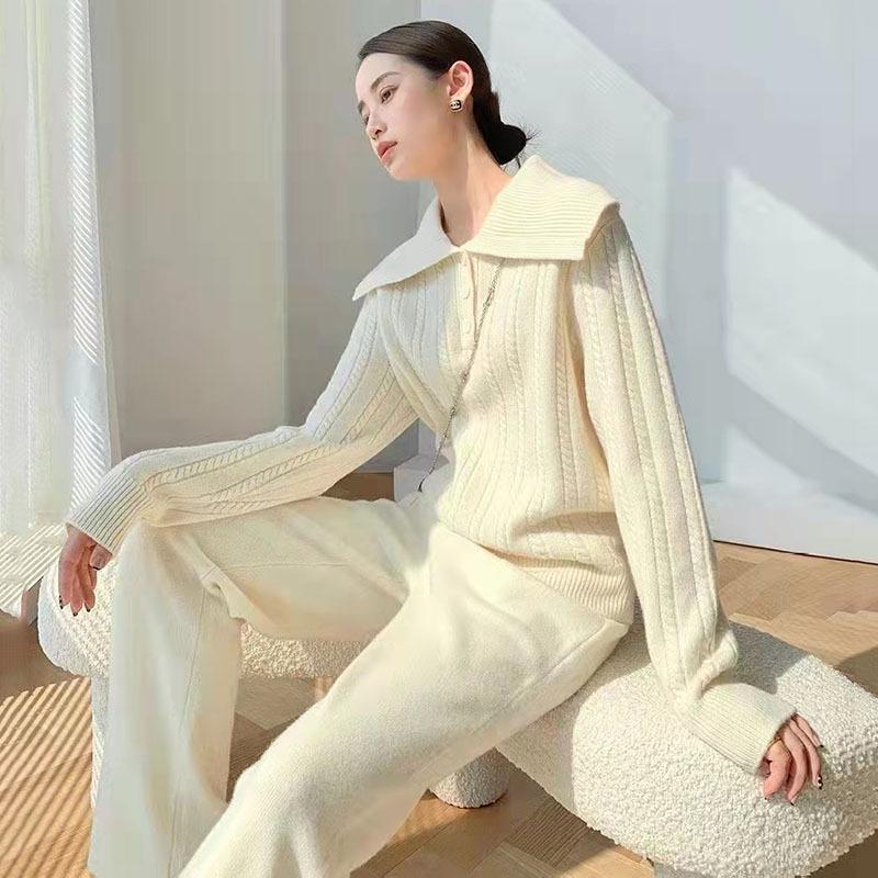 Women's Two Piece Pants High Quality Casual Sets Women Fashion Knitted Wide-leg Suit Elegant Autumn Soft Pullovers Sweater SetsWomen's, Black
Women's Two Piece Pants High Quality Casual Sets Women Fashion Knitted Wide-leg Suit Elegant Autumn Soft Pullovers Sweater SetsWomen's, Black