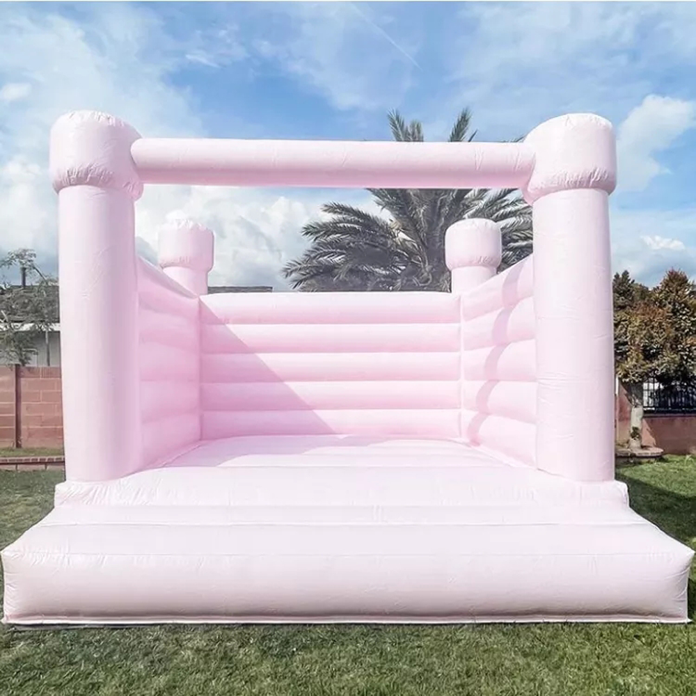 Pastel Light Blue Inflatable Bounce House White Wedding Bouncy Castle With Plato PVC Material For Kids Todders Party