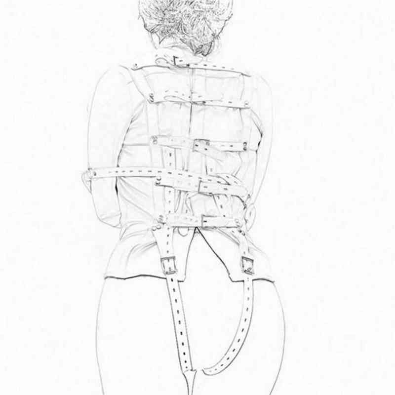 White Asylum Straight Jacket Come S/M L/XL BODY HARNESS Restraint Armbinder L220728