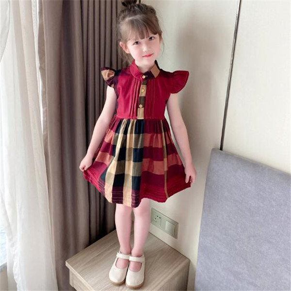 Boutique Children's Clothing Girls Dress 2022 Summer New Sleeveless Stand Collar Plaid Stitching Designer Women Kids Dress Fashion Flying Sleeve Princess Dresses, Wine red
Boutique Children's Clothing Girls Dress 2022 Summer New Sleeveless Stand Collar Plaid Stitching Designer Women Kids Dress Fashion Flying Sleeve Princess Dresses, Wine red