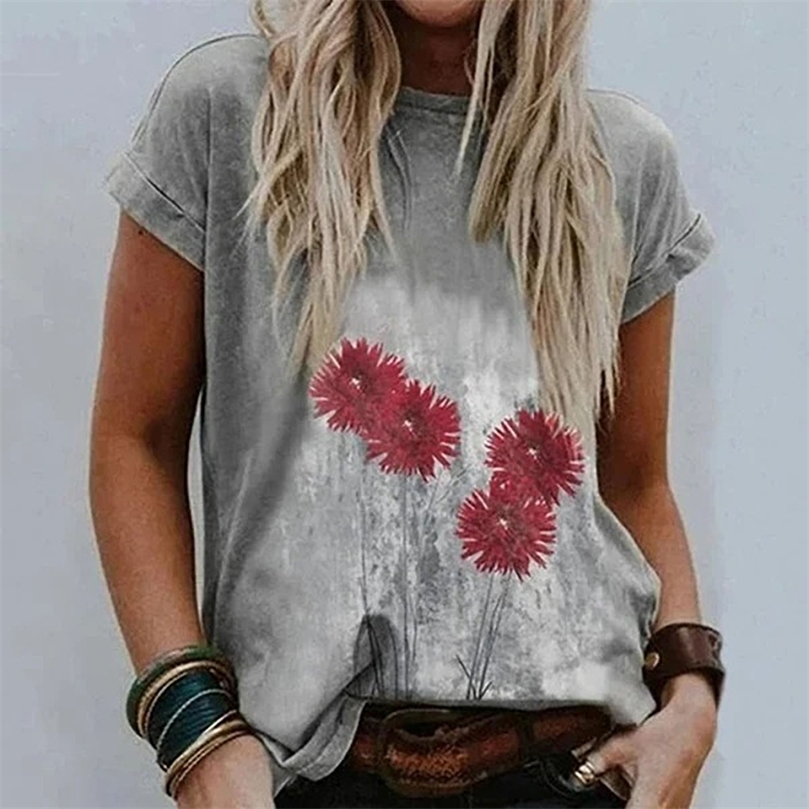 Summer Womens TShirt Vintage Flower Printed Short Sleeve Tops Tees Female Casual Round Neck Oversized Blouses Tshirt Plus Size 220527, Type2
Summer Womens TShirt Vintage Flower Printed Short Sleeve Tops Tees Female Casual Round Neck Oversized Blouses Tshirt Plus Size 220527, Type2