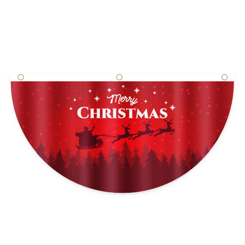 Christmas Decor for Home Outdoor Fan-shaped Flag Door Decoration Pendant Xmas 2023 Navidad New Year Natal Noel Natale Kerst