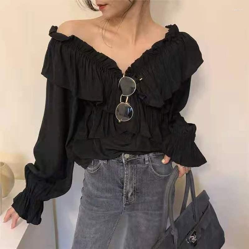 Women's Blouses & Shirts Spring Long-sleeved Chiffon Shirt Ladies Tops Sexy French Ruffle Stitching Elegant Women's V-neck TopsWomen's, White
Women's Blouses & Shirts Spring Long-sleeved Chiffon Shirt Ladies Tops Sexy French Ruffle Stitching Elegant Women's V-neck TopsWomen's, White