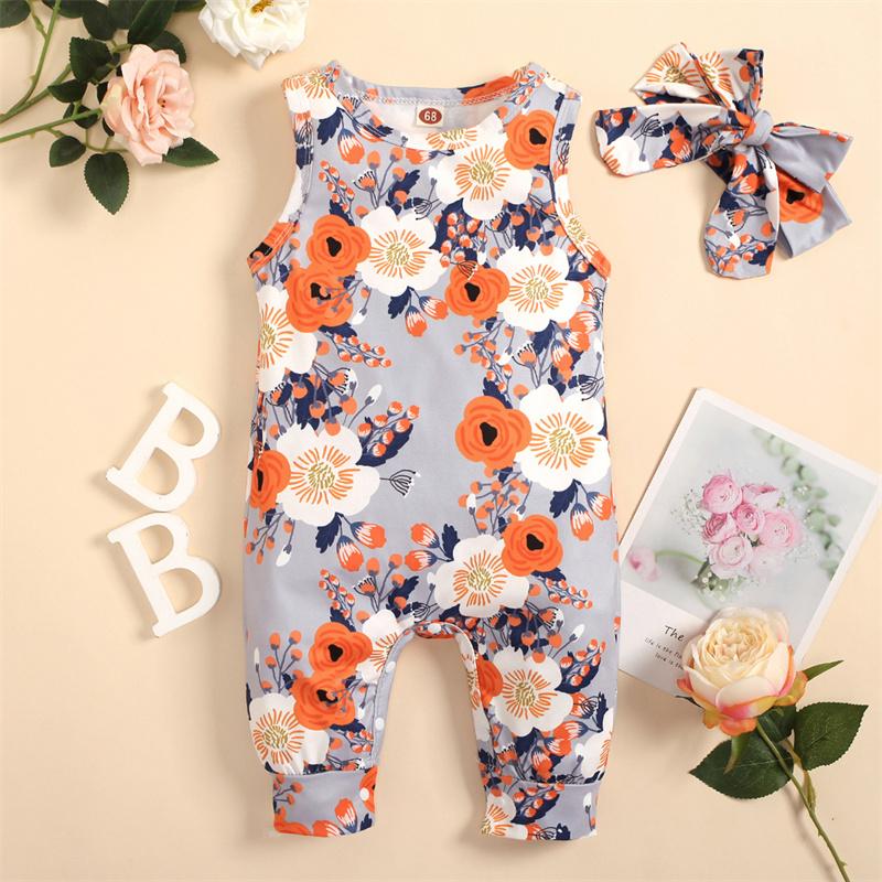 Clothing Sets Infant Baby Girls Cute Floral Print Round Neck Sleeveless Summer Romper With Bow Headband 2 Piece Set For 0-12 MonthsClothing, Gray
Clothing Sets Infant Baby Girls Cute Floral Print Round Neck Sleeveless Summer Romper With Bow Headband 2 Piece Set For 0-12 MonthsClothing, Gray
