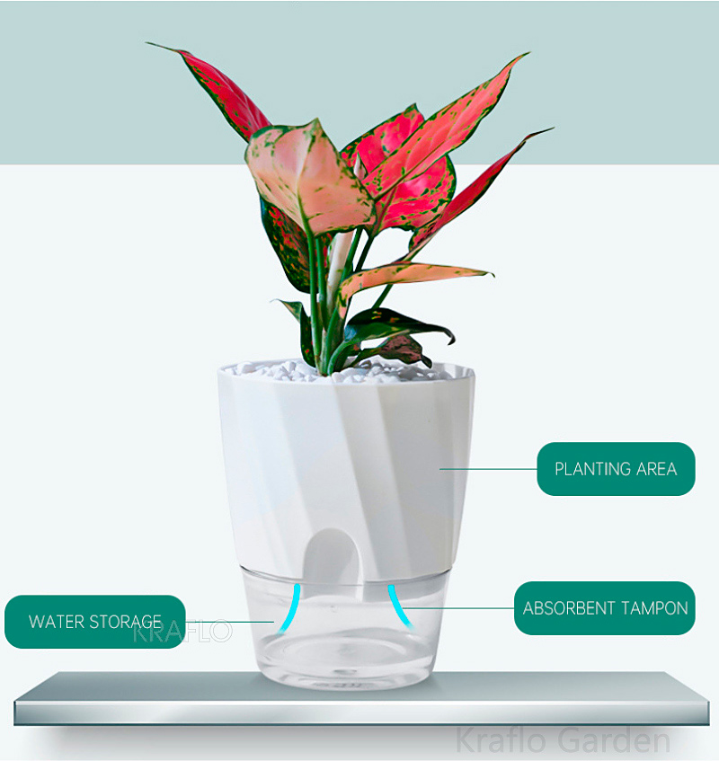 Self watering plant pot Kraflo garden Automatic Water Self-Watering Planter small the lazy watering- plastic flower pot
