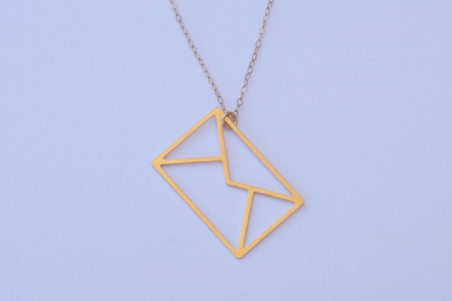 Tiny Geometric Paper Origami Envelope pendant Necklace I love You Letter Email Message Necklace Triangle Square Rectangle Necklaces