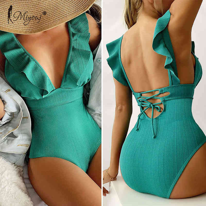 Miyouj Ruffle Swimsuit Women'S Swimwear Black Color Back String Monokini Ribbed Fabric Beachwear Solid Bathing Suits One Piece, Bk
Miyouj Ruffle Swimsuit Women'S Swimwear Black Color Back String Monokini Ribbed Fabric Beachwear Solid Bathing Suits One Piece, Bk