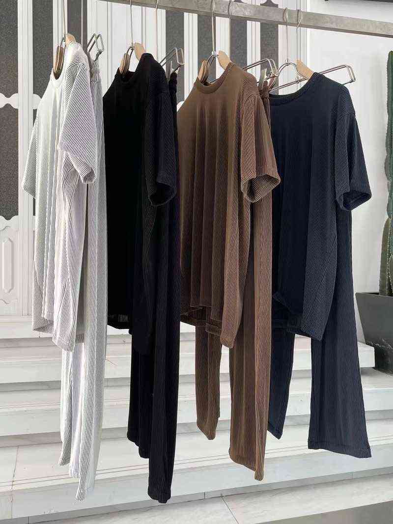 Ice Silk Casual Suit Male Ins Tide Brand Straight Pleated Sports Pants Summer Thin Section Handsome Drape Suit Mens Clothing L220607