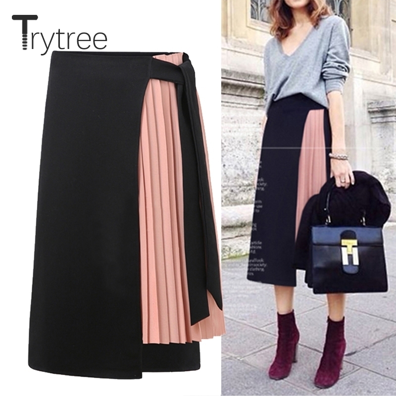 Trytree summer Autum women skirt Casual Polyester Chiffon Asymmetry High waist zipper skirt Splicing streetwear pink skirts Y200326, Navy-white
Trytree summer Autum women skirt Casual Polyester Chiffon Asymmetry High waist zipper skirt Splicing streetwear pink skirts Y200326, Navy-white