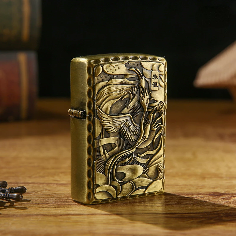 Retro Kerosene Lighter Creative Relief Four Great Beasts Lighters Blue Dragon White Tiger Zhuque Xuanwu Torch W260202