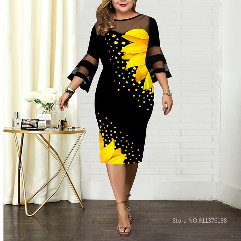 Plus Size Dresses Women Summer 2022 Elegant Floral Printed Casual Dress Mesh Patchwork Party Clothing 5XLPlus, Yellow
Plus Size Dresses Women Summer 2022 Elegant Floral Printed Casual Dress Mesh Patchwork Party Clothing 5XLPlus, Yellow